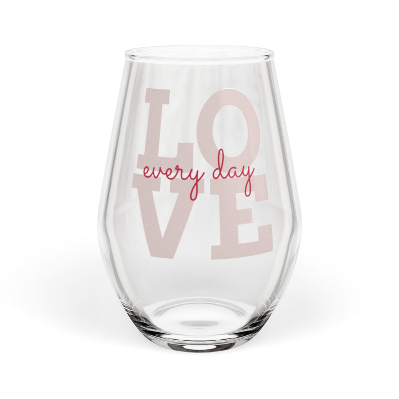 Love Every Day Stemless Wine Glass | Elegant Glassware I Mix and Match for Perfect Gift Set I Pairs with Matching Blanket