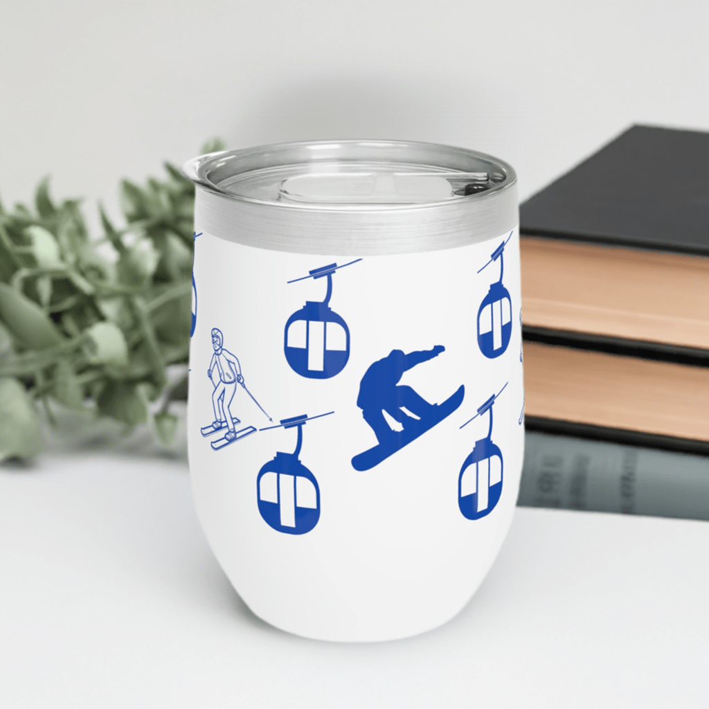 6 Hours Warm Wine Tumbler. Best Gift for Skiers. Alpine Excitement Wine Tumbler. Thermal Insulated Wine Tumbler. Hand Wash Recommended Tumbler. Vibrant Design Wine Tumbler. Skiers and Snowboarders Tumbler.