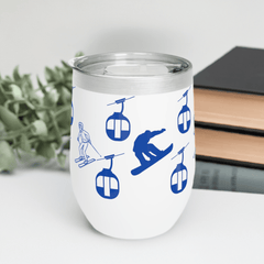 6 Hours Warm Wine Tumbler. Best Gift for Skiers. Alpine Excitement Wine Tumbler. Thermal Insulated Wine Tumbler. Hand Wash Recommended Tumbler. Vibrant Design Wine Tumbler. Skiers and Snowboarders Tumbler.