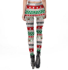 Cozy Winter Wear. Snowflake Print Leggings. Christmas Tree Design. Stretchy Holiday Leggings.