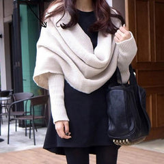 Layering Sweater for Women. Scarf Style Cardigan. Elegant Knitwear.