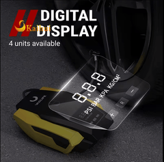 Handheld air pump.  Long Power Cord. Multiple Nozzles. Compact Design. Portable Air Pump. Lightweight Inflator. Car Tire Maintenance.