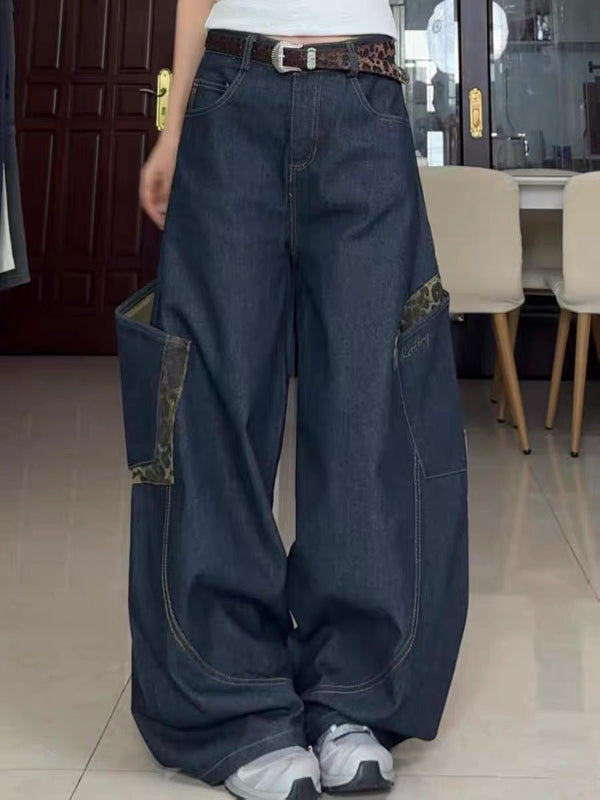 Iconic Y2K Leopard Print Wide - Leg Jeans with Utility Pockets - Essential Streetwear for Gen Z - Best Gifter Ever: Everyday Items and Unique Gifts for Ski, Snowboard, Travel, and More