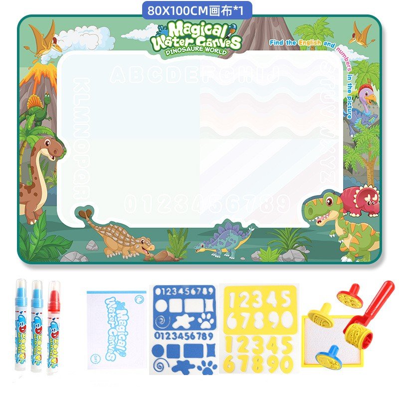 Magic Water Brush Included. Multi-Color Water Pens. Stencils For Water Drawing. Travel-Friendly Art Mat.