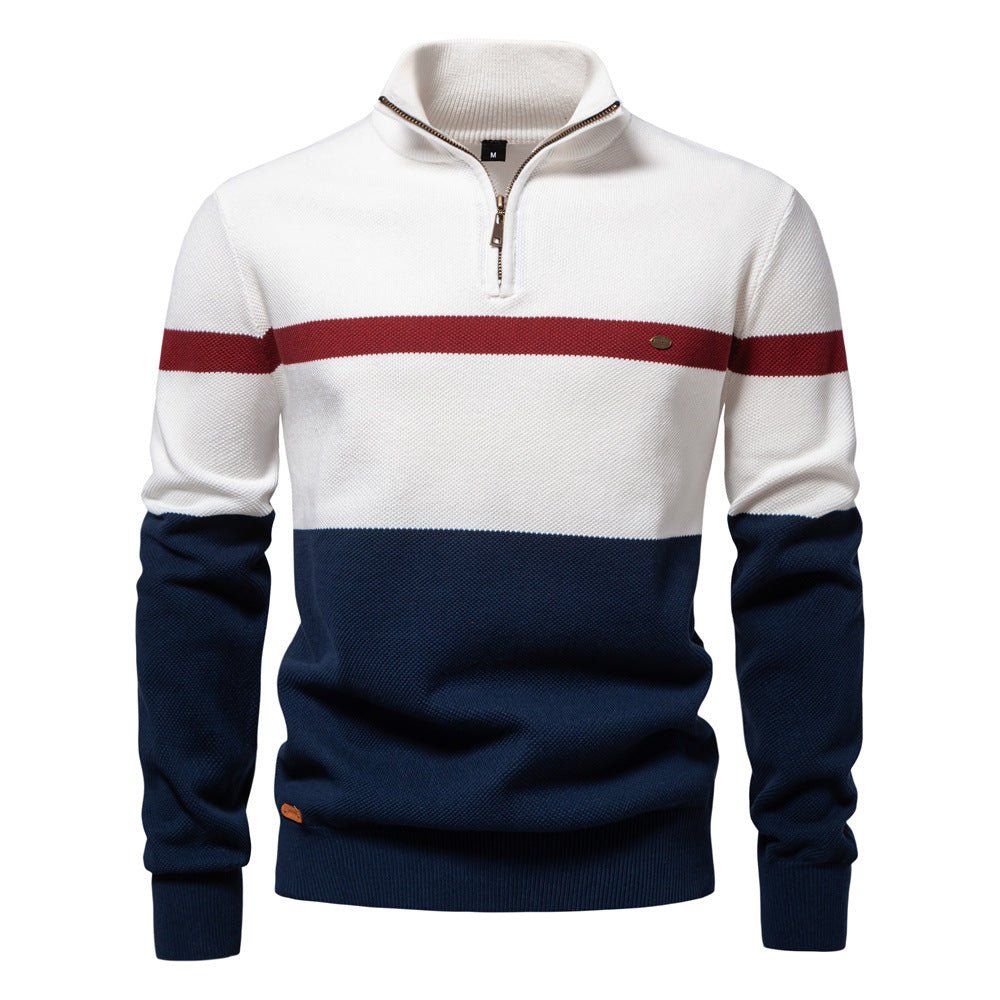 Elegant men's sweater for layering. Men's zip sweater with modern design. Comfortable pullover polo sweater for men.
