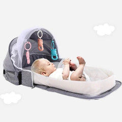 Baby Bed with Mosquito Net. Baby Bed with Toys. Lightweight Baby Bed. Compact Baby Bed. Baby Travel Bed.