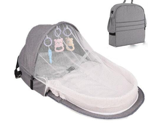 Portable Baby Bed. Foldable Travel Bassinet. Bed in a Backpack. Baby Bed with Sun Protection.