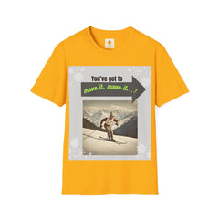 Retro Ski Lover T-Shirt: Move It, Move It! Motivational Tee for Her or Him. - Best Gifter Ever: Unwrap Your Passion: Ski. Snowboard. Travel. Love. Play. Shop.
