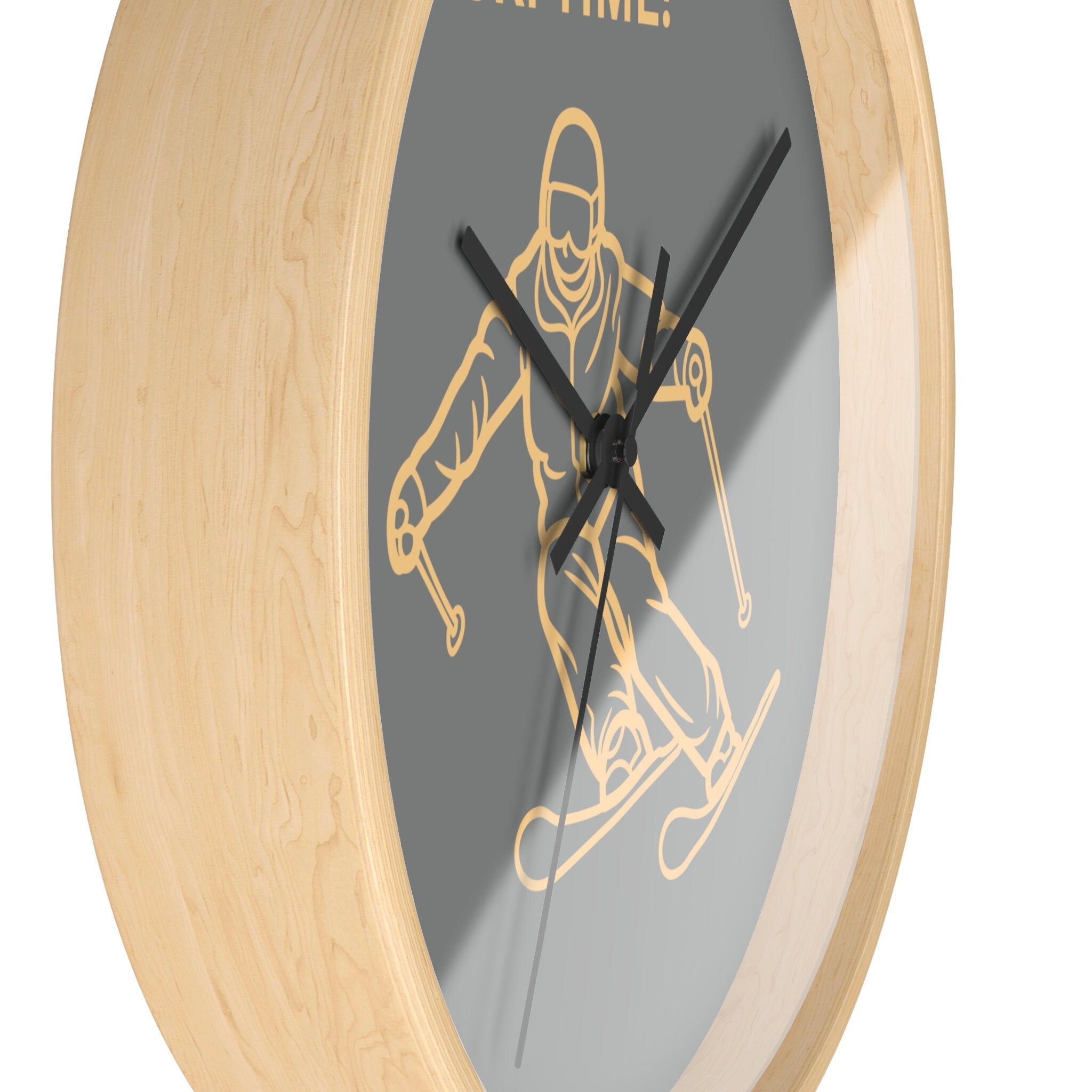 Ski Time Wall Clock – Cool Skiing Accessories for Home or Lodge