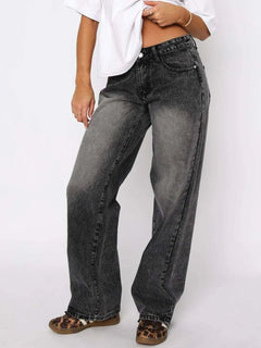 Beautiful distressed black washed jeans for women. Business casual attire. Everyday black jeans for her.
