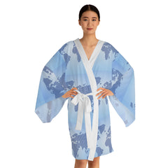 World Map Kimono Robe:  Lightweight Loungewear for Women,  Travel-Inspired Gift