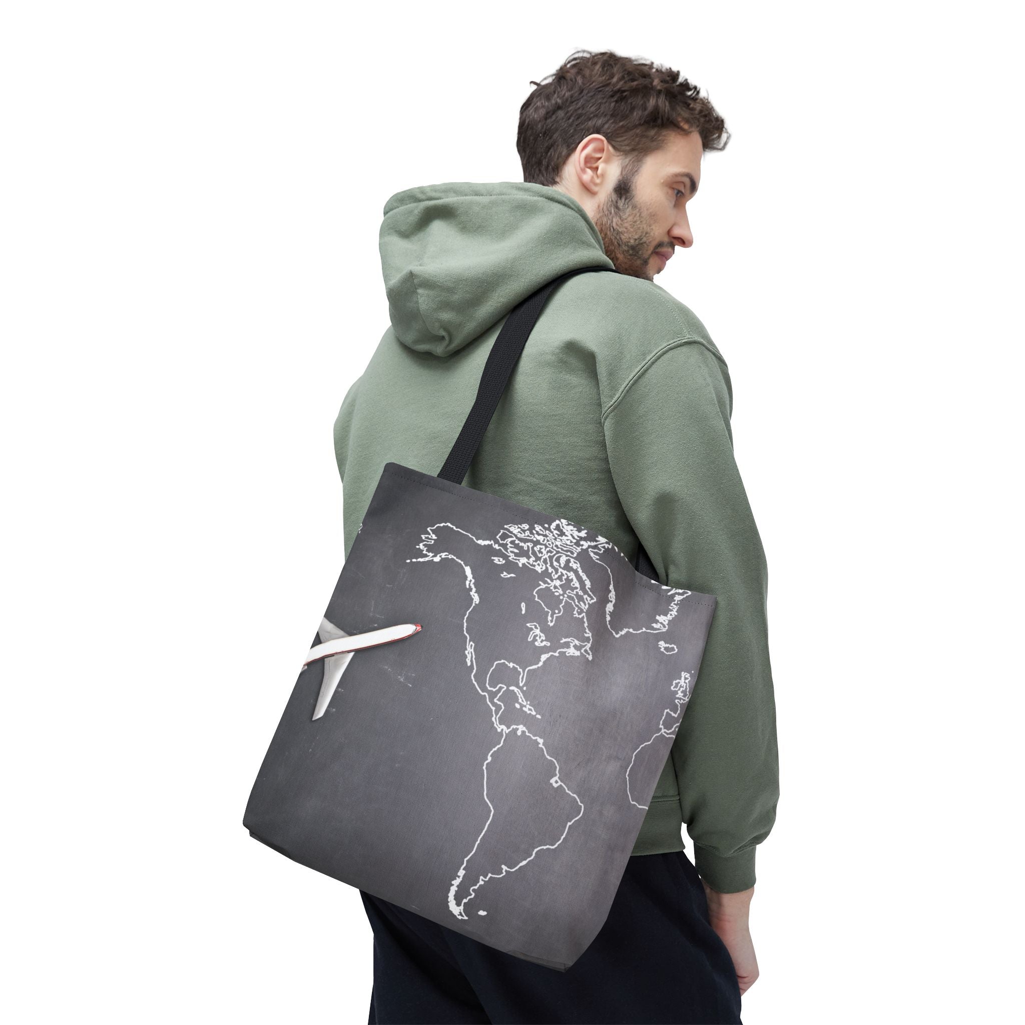 World Traveler Tote Bag. Travel Tote Bag With Neutral Design. Chic Tote Bag For Travelers. Stylish Tote For Weekend Getaways. Eco-Friendly Travel Tote. Durable Tote Bag For Daily Use.