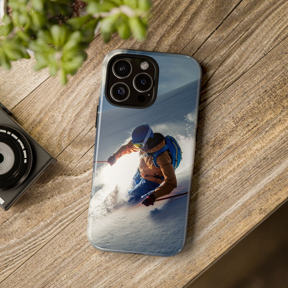 Dual-layer ski phone case, polycarbonate shell with TPU lining