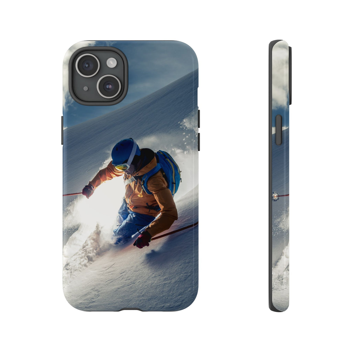 Ski phone case for iPhone 15 Plus, gift for skiers