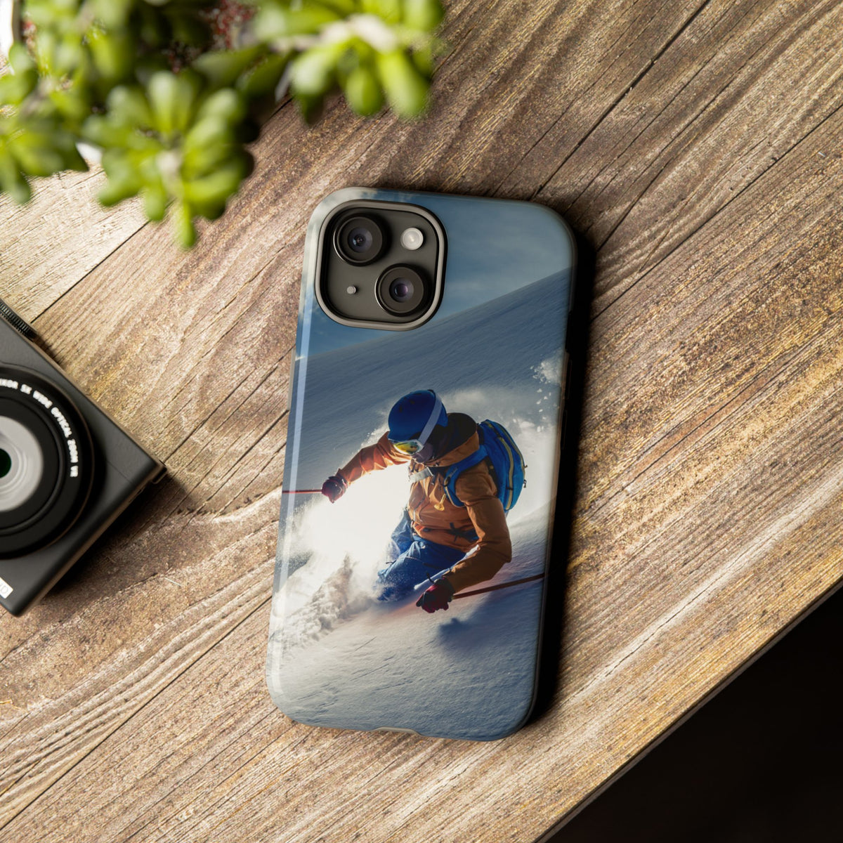 Ski phone case for iPhone 17, 16 and 15, gift for skiers