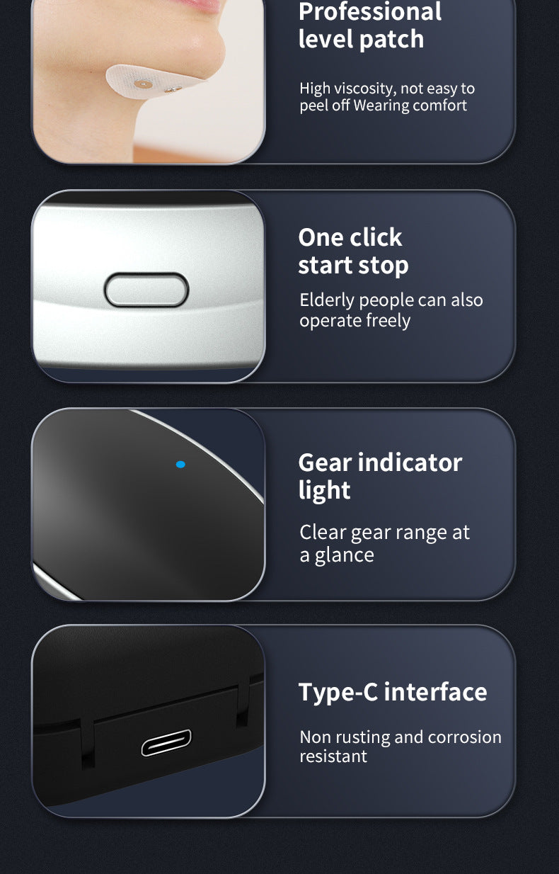 Snore stopper features: soft adhesive patch, one-button start, indicator light, USB-C charging
