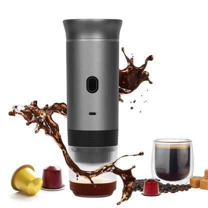 3-in-1 Cordless Travel Coffee Maker – Portable for Car, Camping & Home, Capsule/Ground Compatible, USB Fast Heating