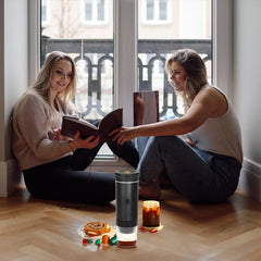 Smart coffee maker for her with capsule and ground compatibility.
Rechargeable coffee maker is a thoughtful anniversary gift.