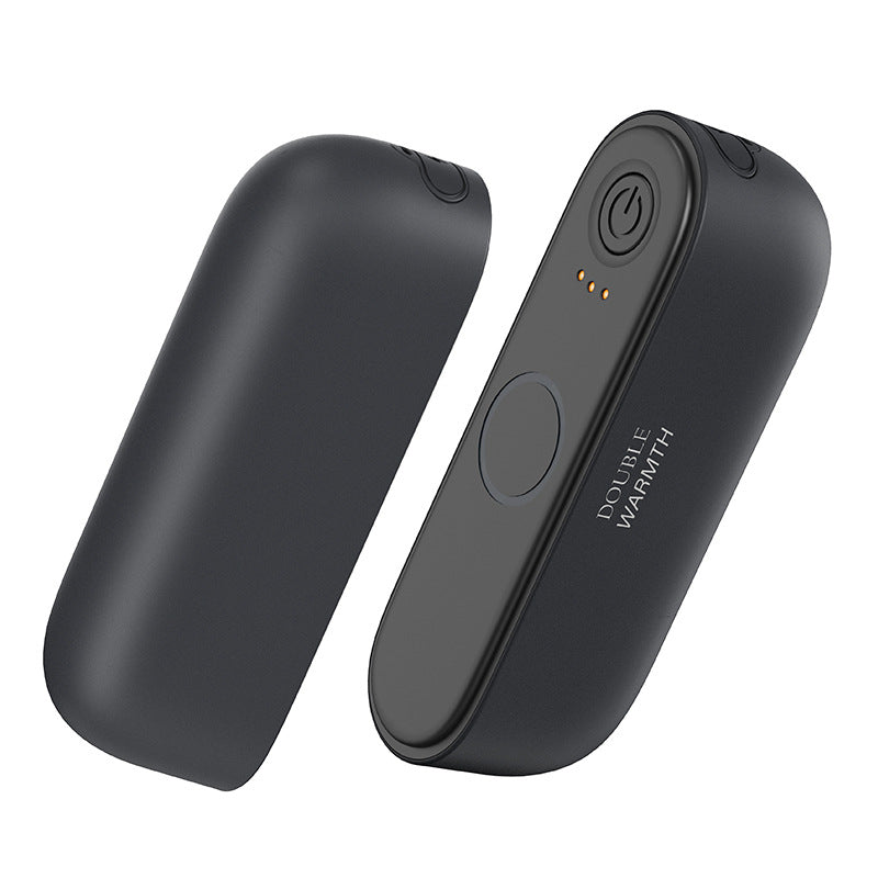 Black rechargeable magnetic hand warmer on a white background