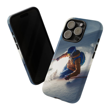 Side view of the tough ski phone case showing raised edges and button covers