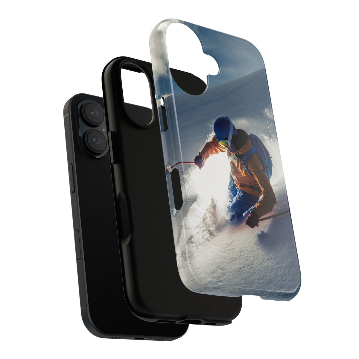 Tough ski phone case for iPhone, back view