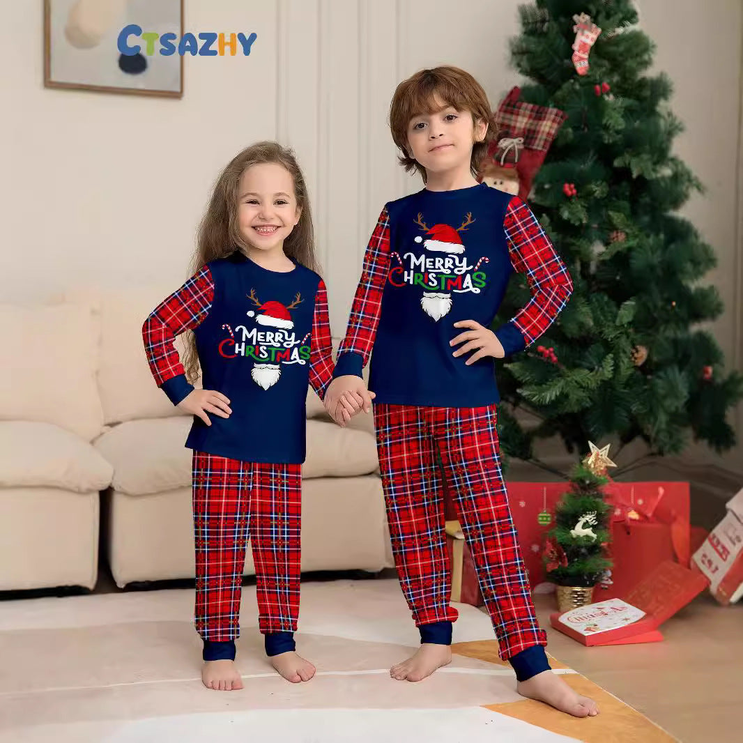 Matching Christmas family pajamas in navy and red plaid - Best Gifter Ever