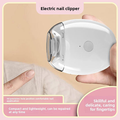 Compact electric nail clipper held in one hand