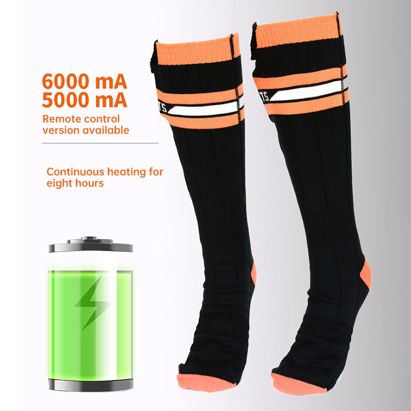Heated socks rated for up to 8 hours of continuous heating