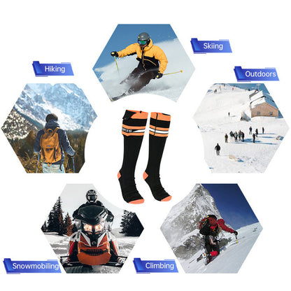Heated socks for hiking, skiing, snowmobiling and climbing