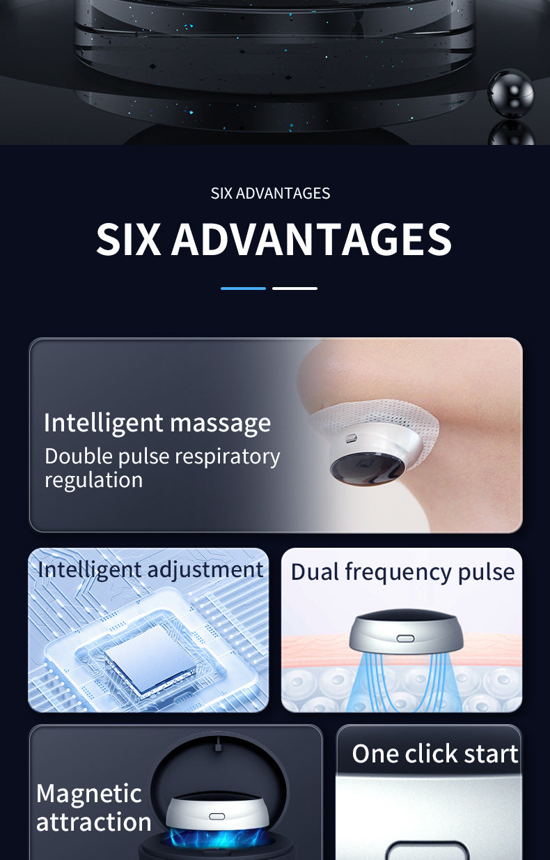 Snore stopper features overview: dual-pulse massage, adjustable settings, magnetic charging case