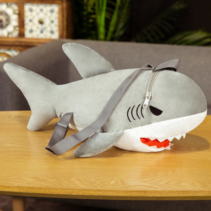 Plush Shark Backpack for Kids – Soft Travel Carry-On Bag
