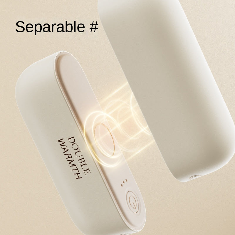 2-in-1 hand warmer split into two magnetic halves, one for each hand