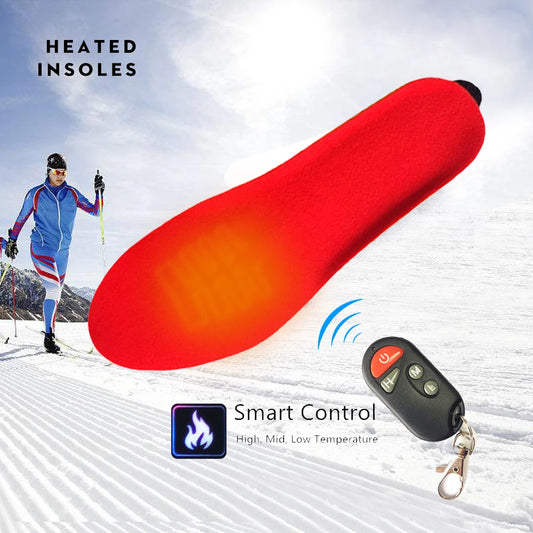 Rechargeable heated insoles with wireless remote control