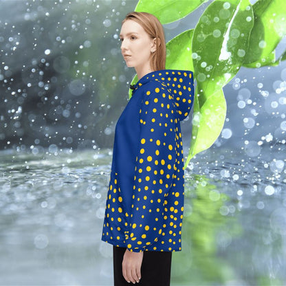 Adventure - Ready Navy - Blue Windbreaker with Hood and Kangaroo Pocket. Lightweight Travel Companion! -Polka dot windbreaker from Best Gifter Ever.