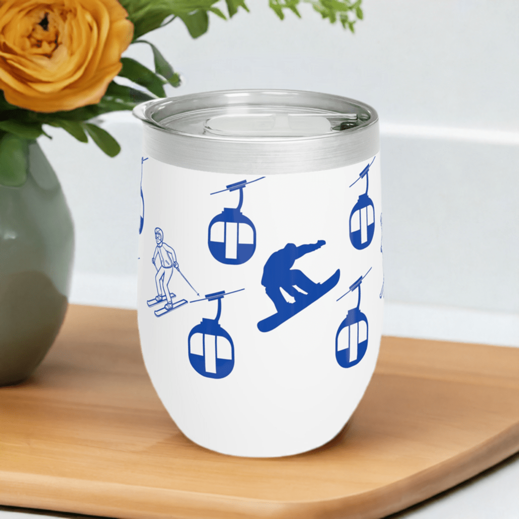 Gondolas Design Wine Tumbler. Perfect for Winter Sports. Keeps Wine Chilled Tumbler. Keeps Wine Warm Tumbler. 