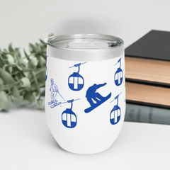 6 Hours Warm Wine Tumbler. Best Gift for Skiers. Alpine Excitement Wine Tumbler. Thermal Insulated Wine Tumbler. Hand Wash Recommended Tumbler. Vibrant Design Wine Tumbler. Skiers and Snowboarders Tumbler. 
