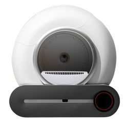 App-controlled cat litter box for easy operation. Cat litter box with integrated safety features. Cat litter box with WiFi connectivity for remote access. Modern cat litter box with infrared sensors for safety. Spacious cat litter box suitable for multiple cats. Quiet cat litter box with ozone odor removal technology. Best gifts for pet lovers.