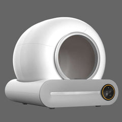 Smart app controlled self-cleaning automated cat litter box for multi cat households.