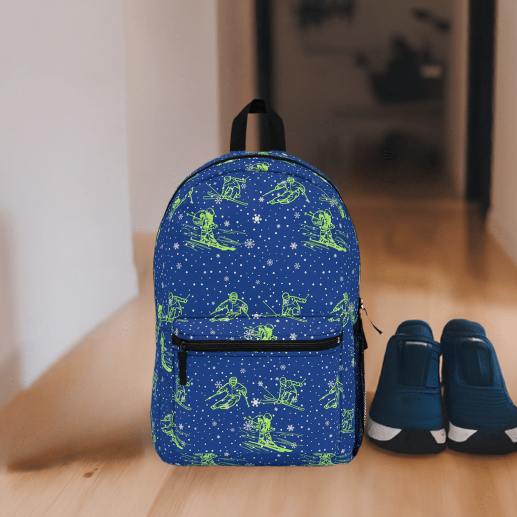 School Essentials: Kids’ Royal Blue Ski-Inspired Backpack - Perfect for Young Ski Enthusiasts!
