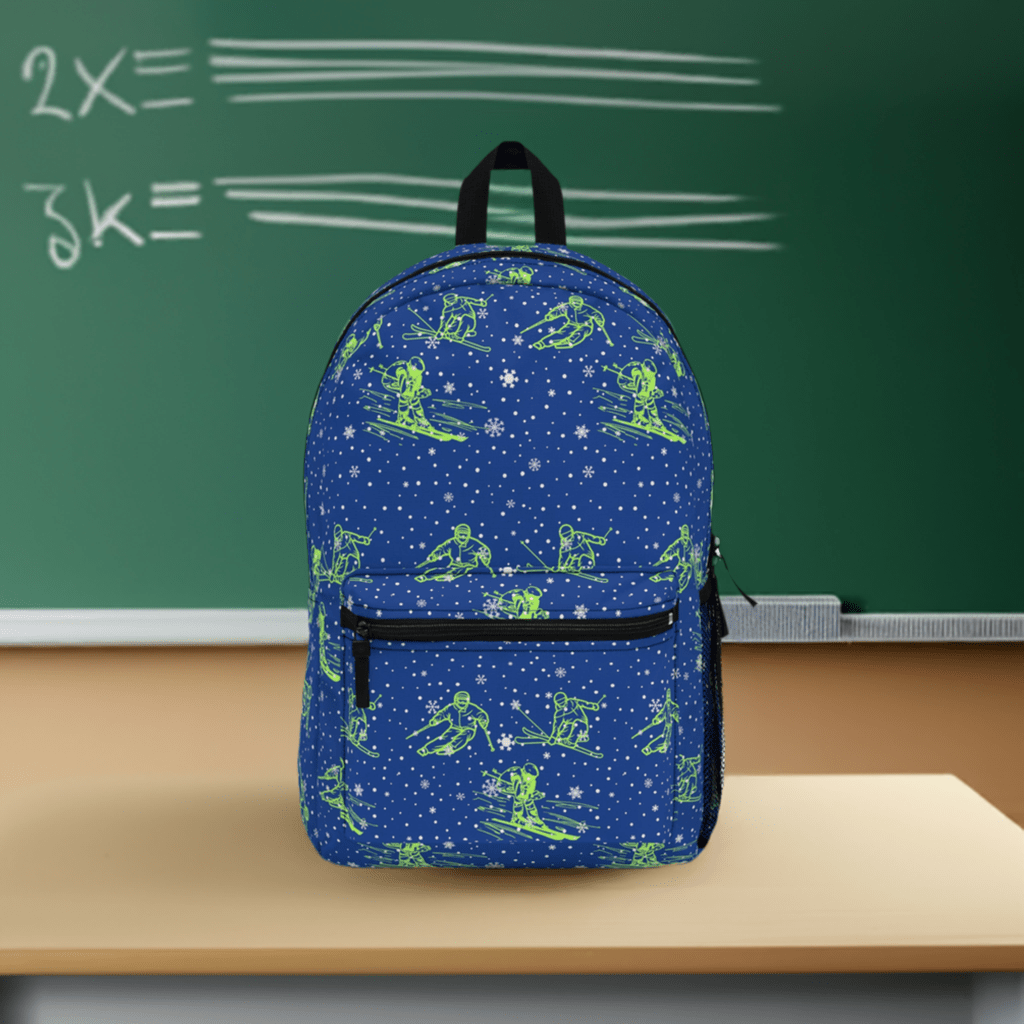 School Essentials: Kids’ Royal Blue Ski-Inspired Backpack - Perfect for Young Ski Enthusiasts!