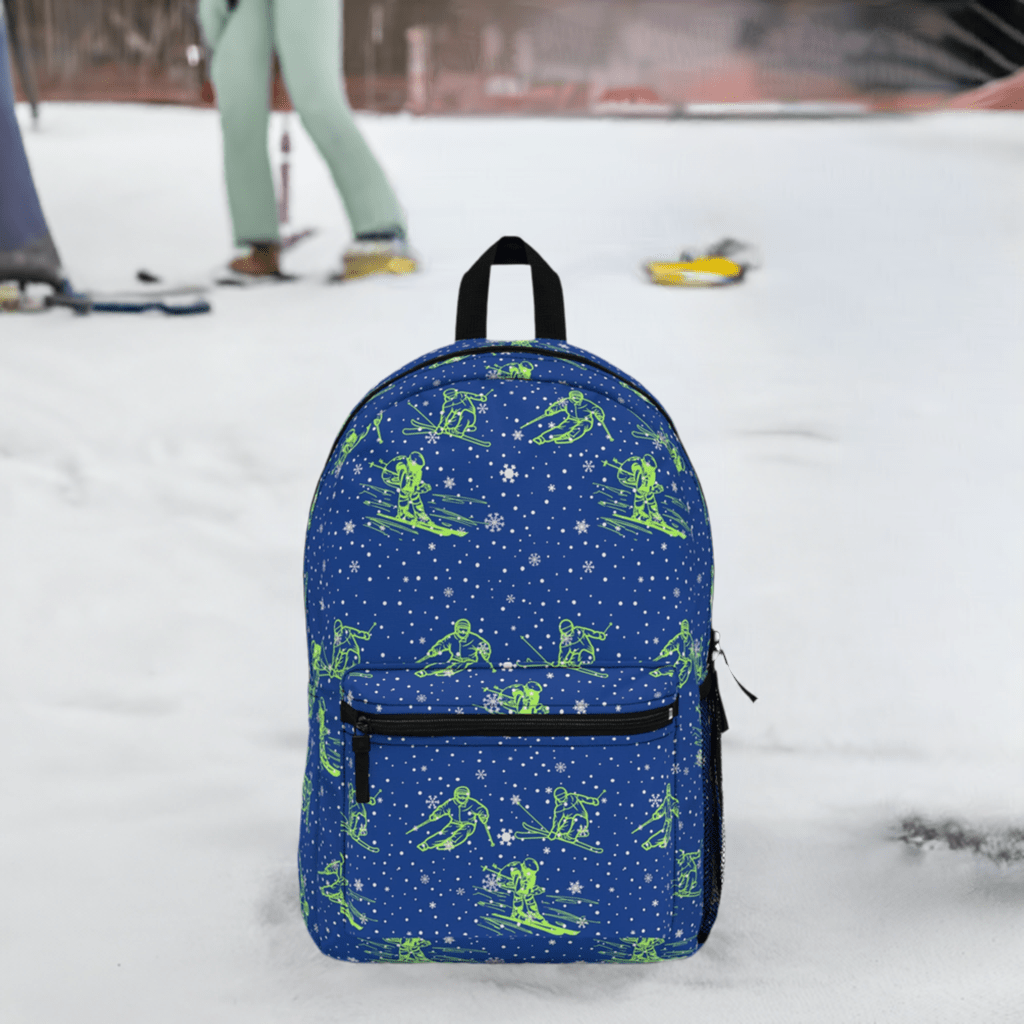 School Essentials: Kids’ Royal Blue Ski-Inspired Backpack - Perfect for Young Ski Enthusiasts!