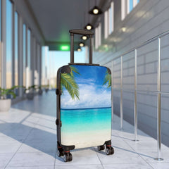 Beach Imprint Suitcase. Stylish Travel Suitcase. Honeymoon Travel Suitcase. Tropical Getaway Suitcase. 