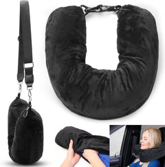 Multi-functional fillable travel pillow doubling as handbag. Money saving travel pillowcase for carry-on travel only.