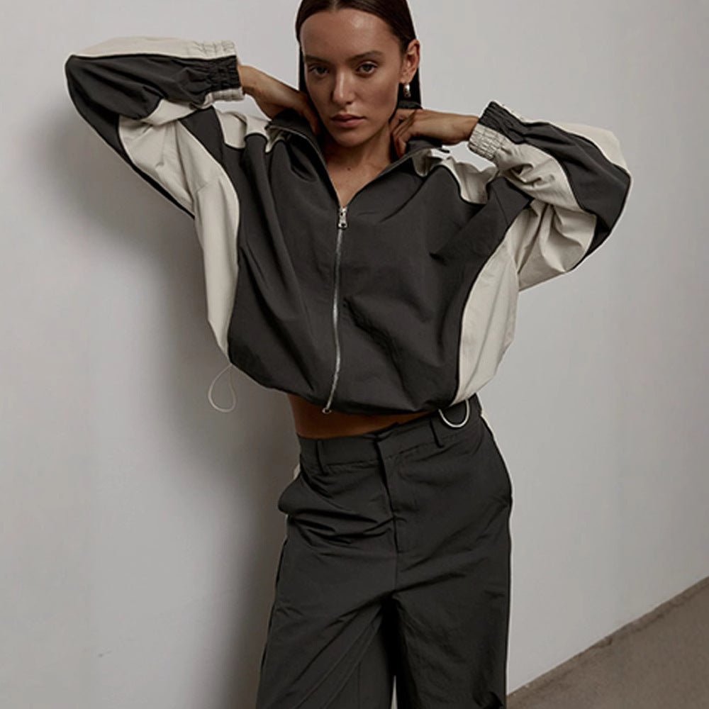 women color block tracksuit two piece set