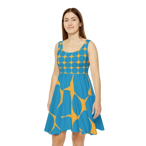 Chic Geometric Blue Yellow Dress: Flowy I Lightweight I Pool Party Fashion I Summer Style