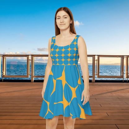 Chic Geometric Print Skater Dress: Elevate Your Summer Style! Versatile Summer Dress I Lightweight Dress I Pool Party Fashion I Summer Style - Best Gifter Ever: Everyday Items and Unique Gifts for Ski, Snowboard, Travel, and More