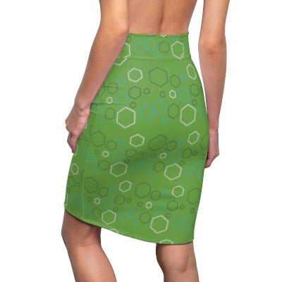 Chic Green Geometric Print Pencil Skirt | Perfect for Travel and Summer I Wrinkle - Free Travel Skirt - Best Gifter Ever: Unwrap Your Passion: Ski. Snowboard. Travel. Love. Play. Shop.
