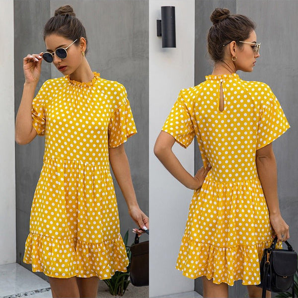 Chic Polka Dot Chiffon Dress – Casual, Date & Vacation Ready