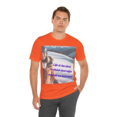 Best gift for coffee lovers. Funny graphic tee. Graphic t-shirt for skiers. Best gift ever for skiers.