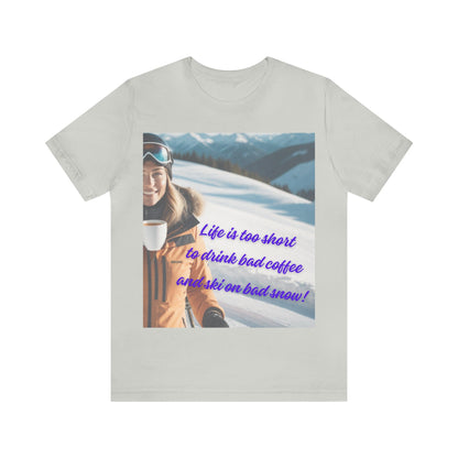 Black graphic tee. Beige graphic t-shirt. Brown shirt with print. Orange t-shirt for her and him.